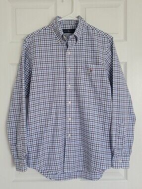Ralph Lauren Men’s White and Blue/Purple Checked Button-Down Shirt
